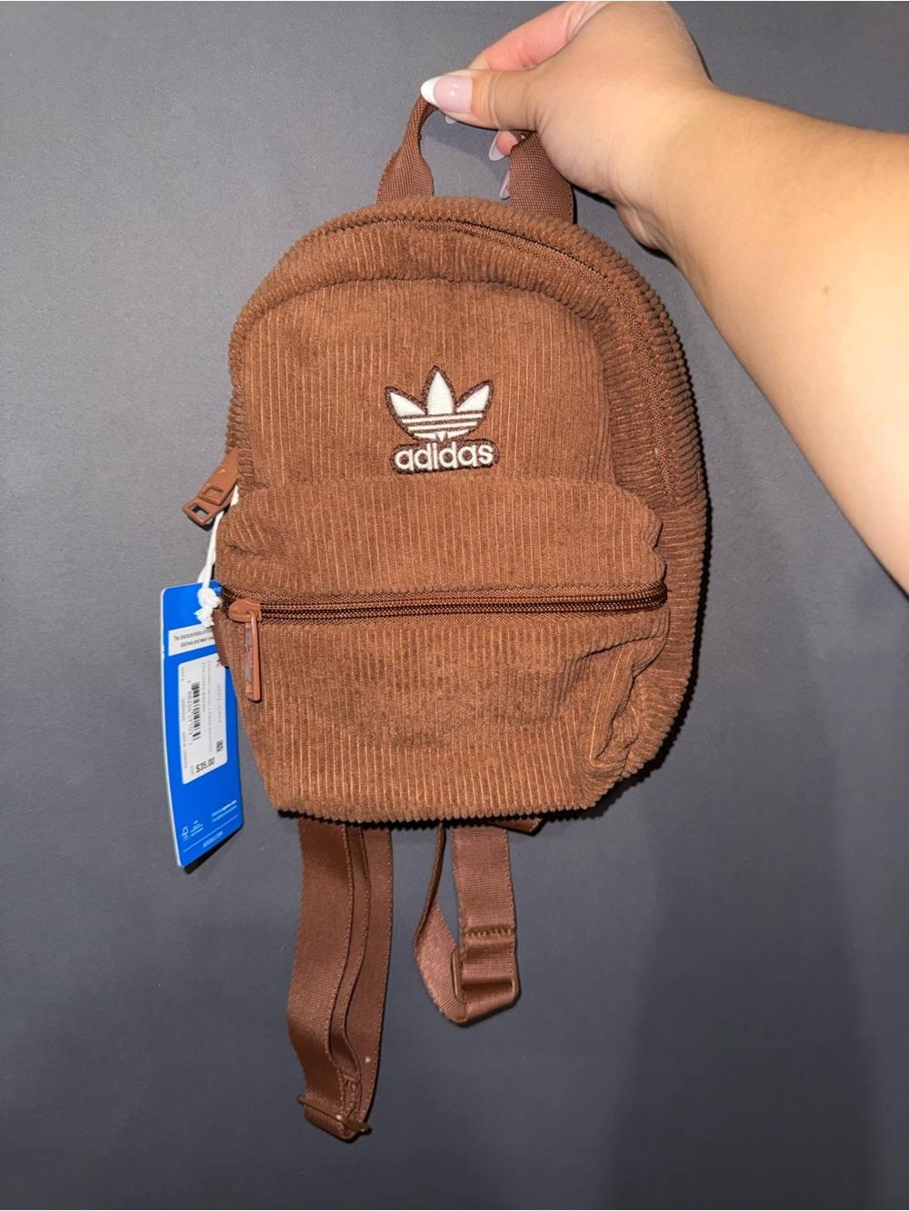 adidas Brown Corduroy Mini Backpack - NWT